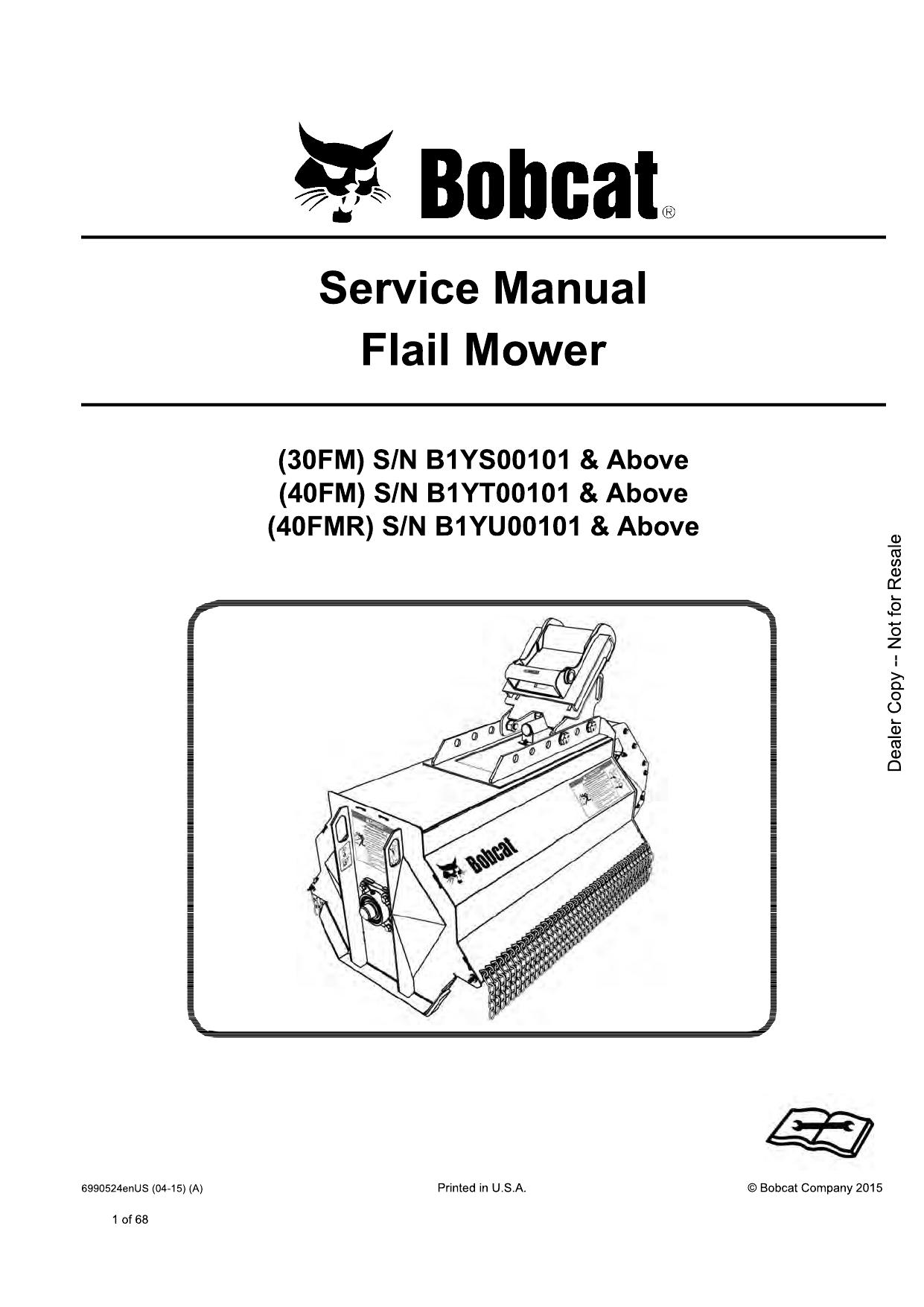 Flail Mower Attachment Service Manual Bobcat